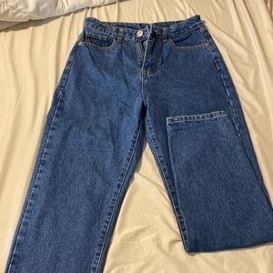 high waist straight leg jeans